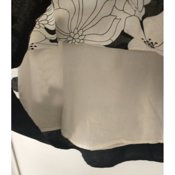 G.H. Bass Lightweight Lined Cotton Skirt Boho Floral Black White - Size 14 - Picture 4 of 8